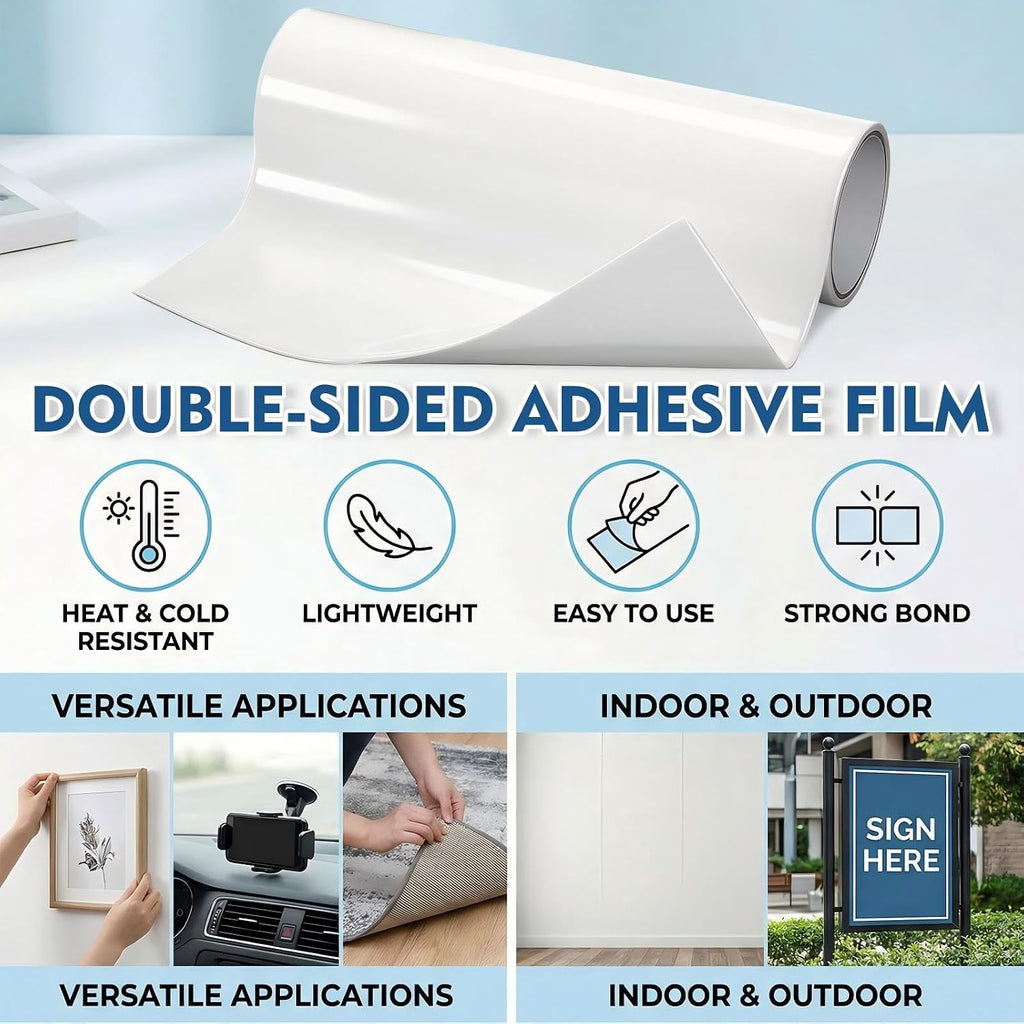 1 Roll 8" Width x 15 ft Length 468 Double Sided Adhesive Transfer Tape Sheet Roll for Bonding and Laminating