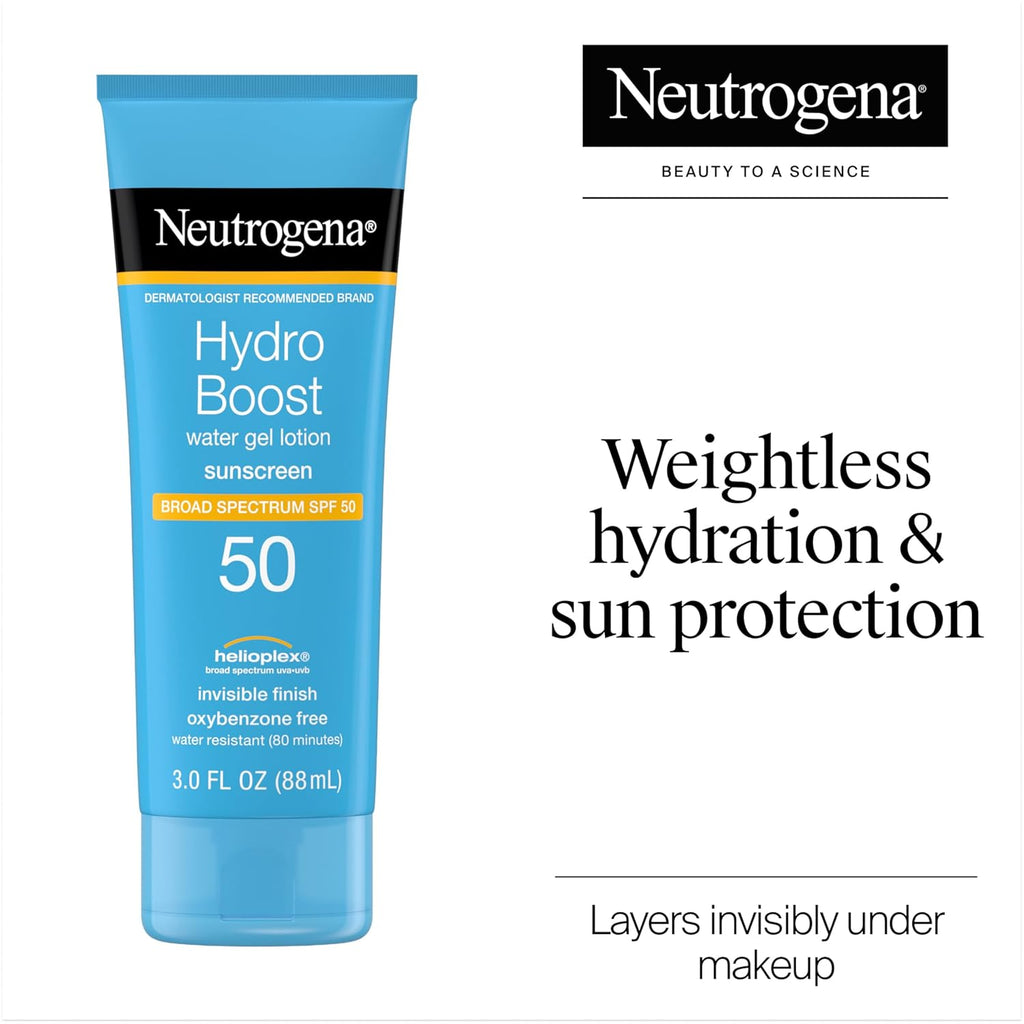 Neutrogena Hydro Boost Water Gel Sunscreen SPF 50, 3 fl oz | Face & Body Sunscreen Lotion, Hydrating