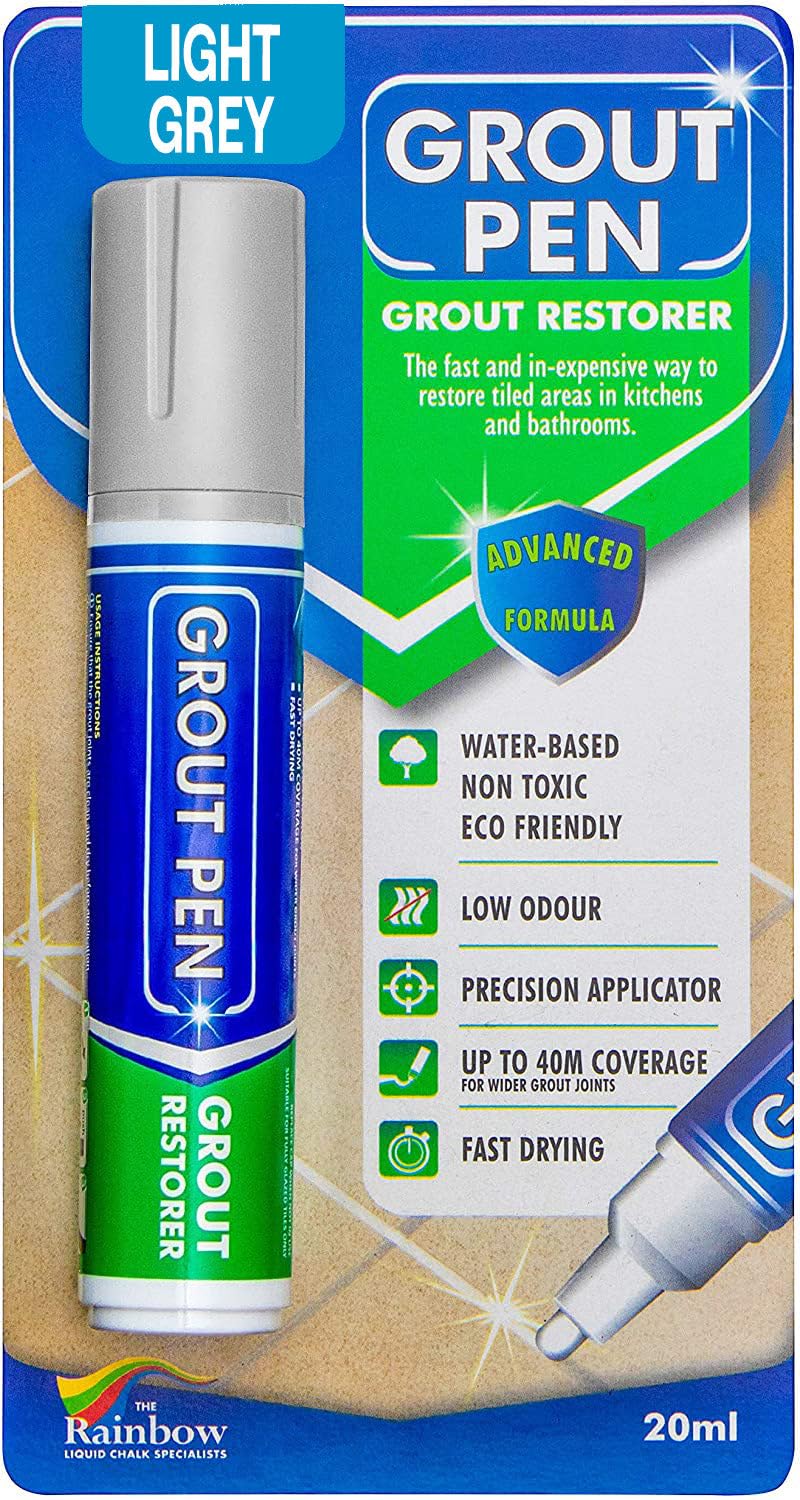 Grout Pen Light Grey Tile Grout Paint Marker - Wide 15mm Tip (20ml)