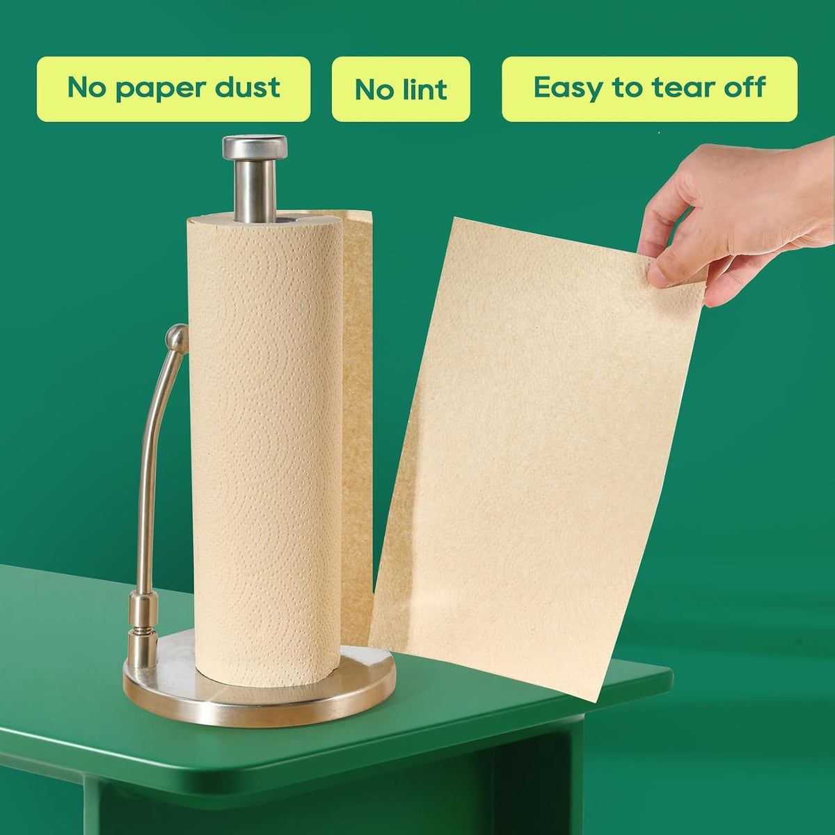 Bamboo Paper Towels, 8 Rolls, 2 Ply 120 Sheets, Nature