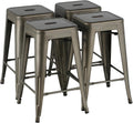 24 Inch Metal Bar Stools Set of 4, Stackable Barstools, Metal