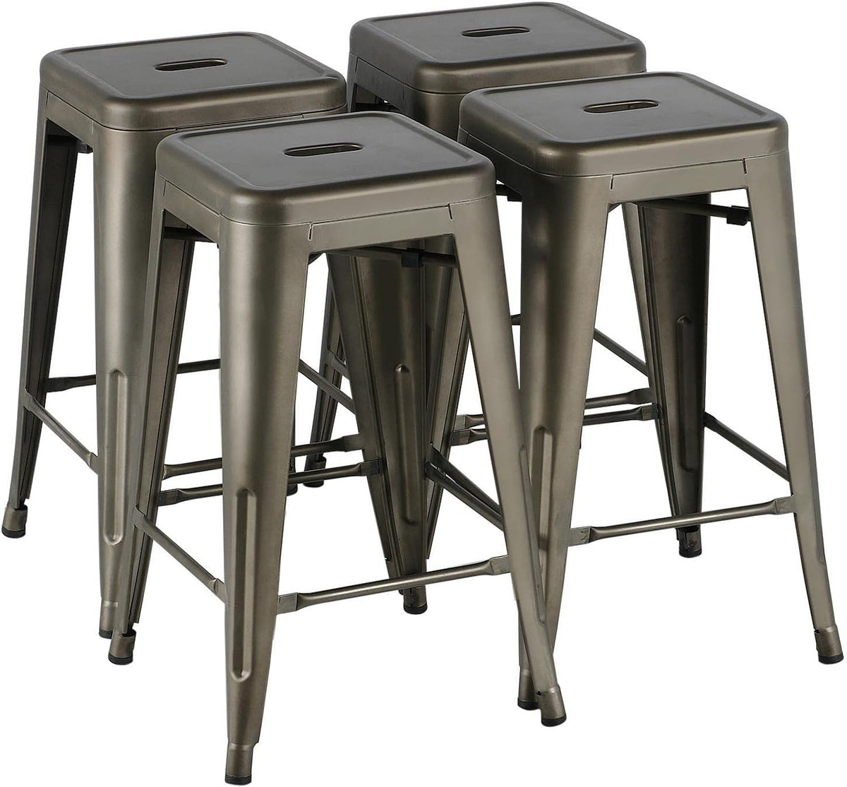 24 Inch Metal Bar Stools Set of 4, Stackable Barstools, Metal