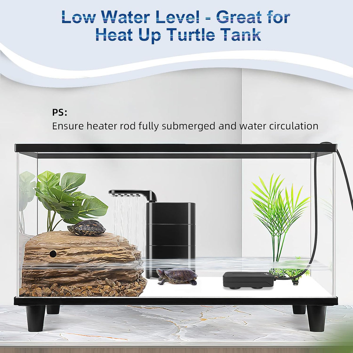 Small Submersible Aquarium Heater 100W Mini Betta Fish Tank Heater with LED Display Adjustable Temperature for 10-20