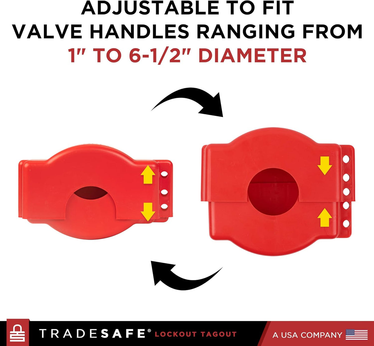 TRADESAFE Adjustable Gate Valve Lockout, 1 to 6-1/2 inch Diameter Handles