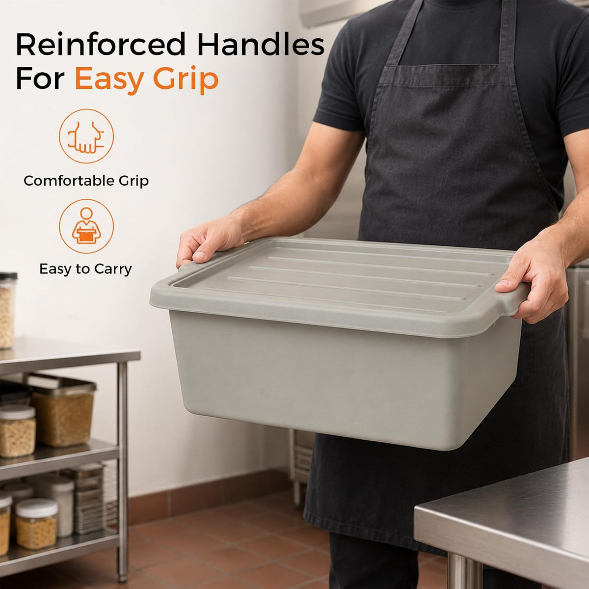 6-Pack 9 Gallon Meat Lug Tubs with Lids, Food Grade Plastic Storage Container