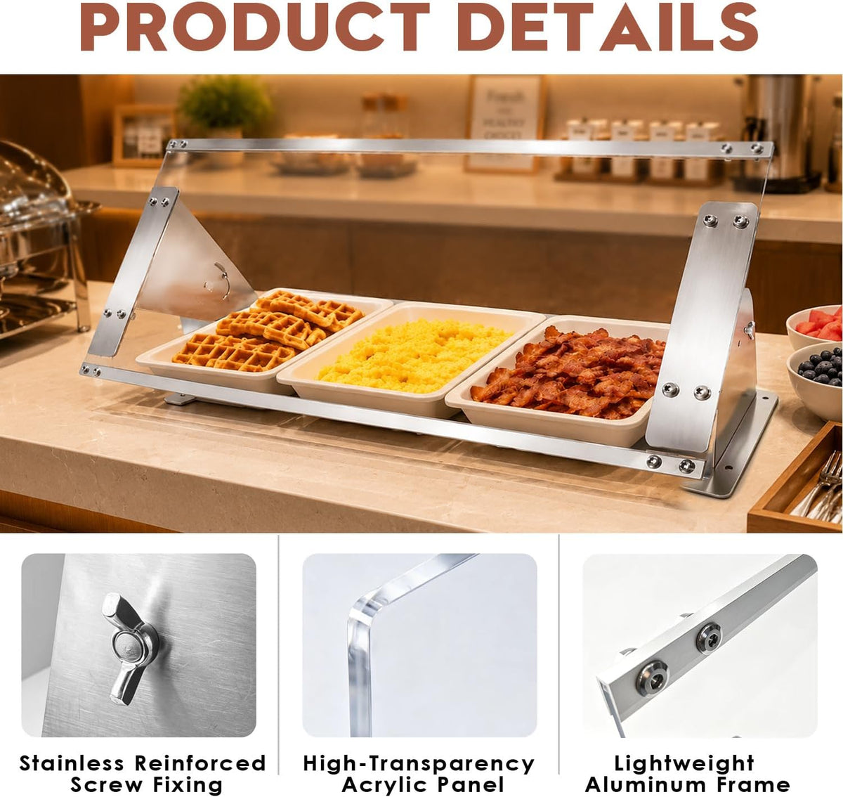 Adjustable Sneeze Guard for Counter Acrylic with Aluminum Frame