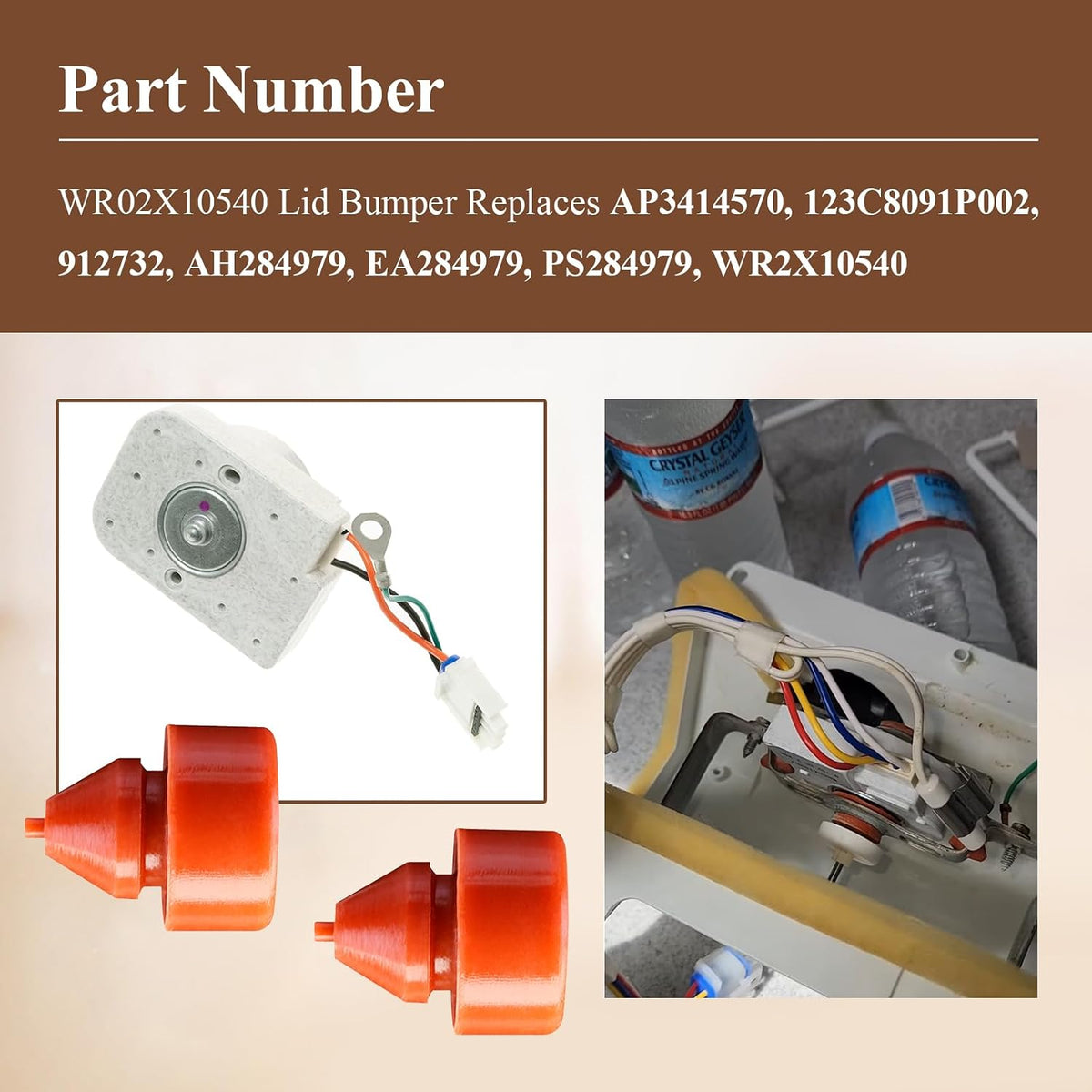 WR02X12008 Fridge Evaporator Fan Motor Grommet & WR02X10540 Lid Bumper