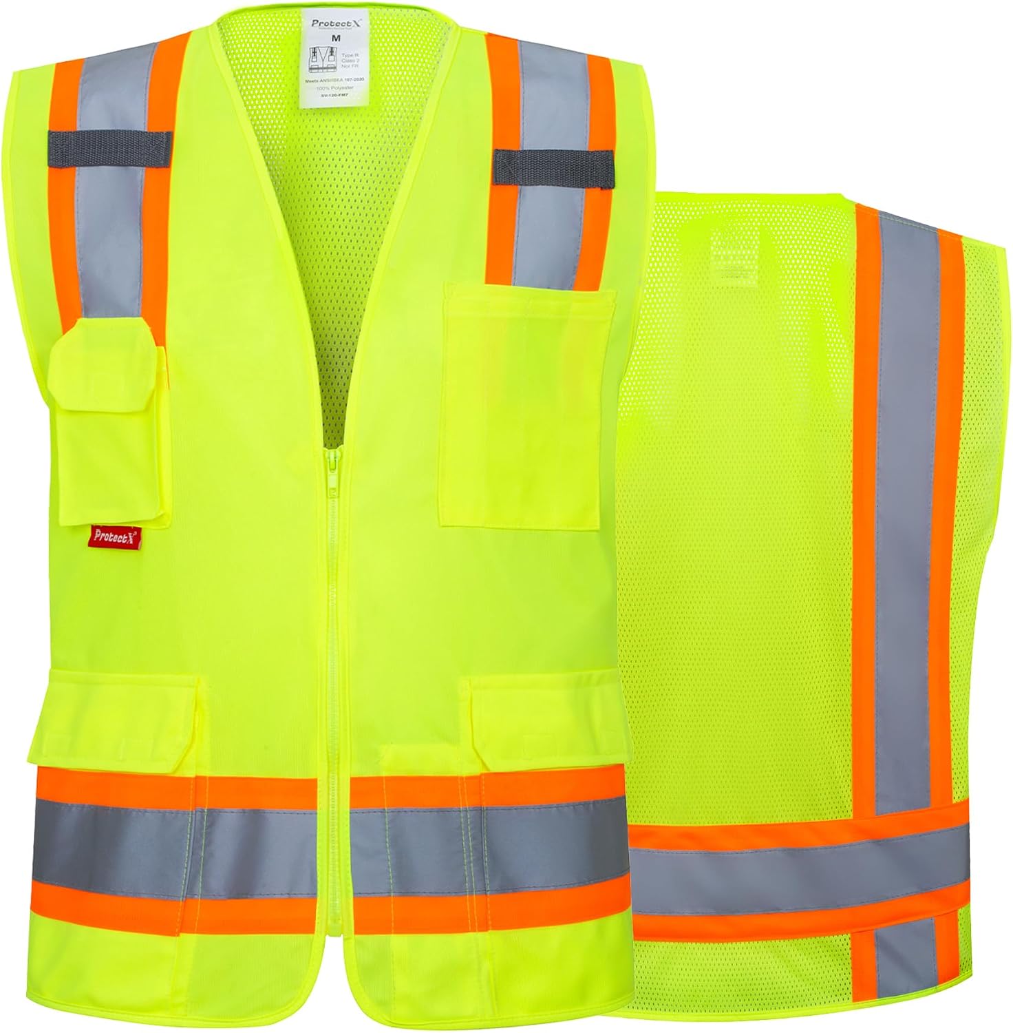 High Visibility ANSI Class 2 Safety Vest with 7 Pockets | Reflective Mesh Safety Vest for Men & Women, Lightweight