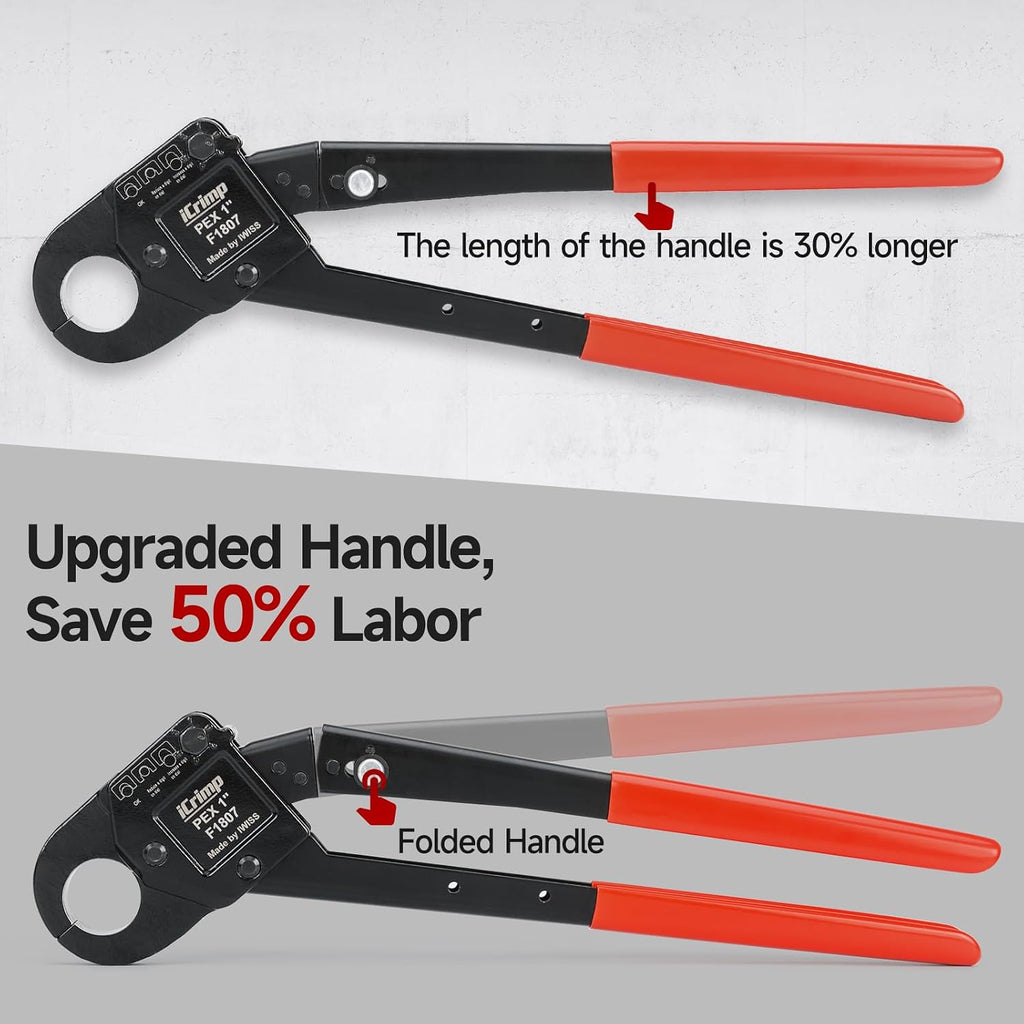 iCrimp Angle Head F1807 PEX Pipe Crimping Tool for 1-inch Copper Rings