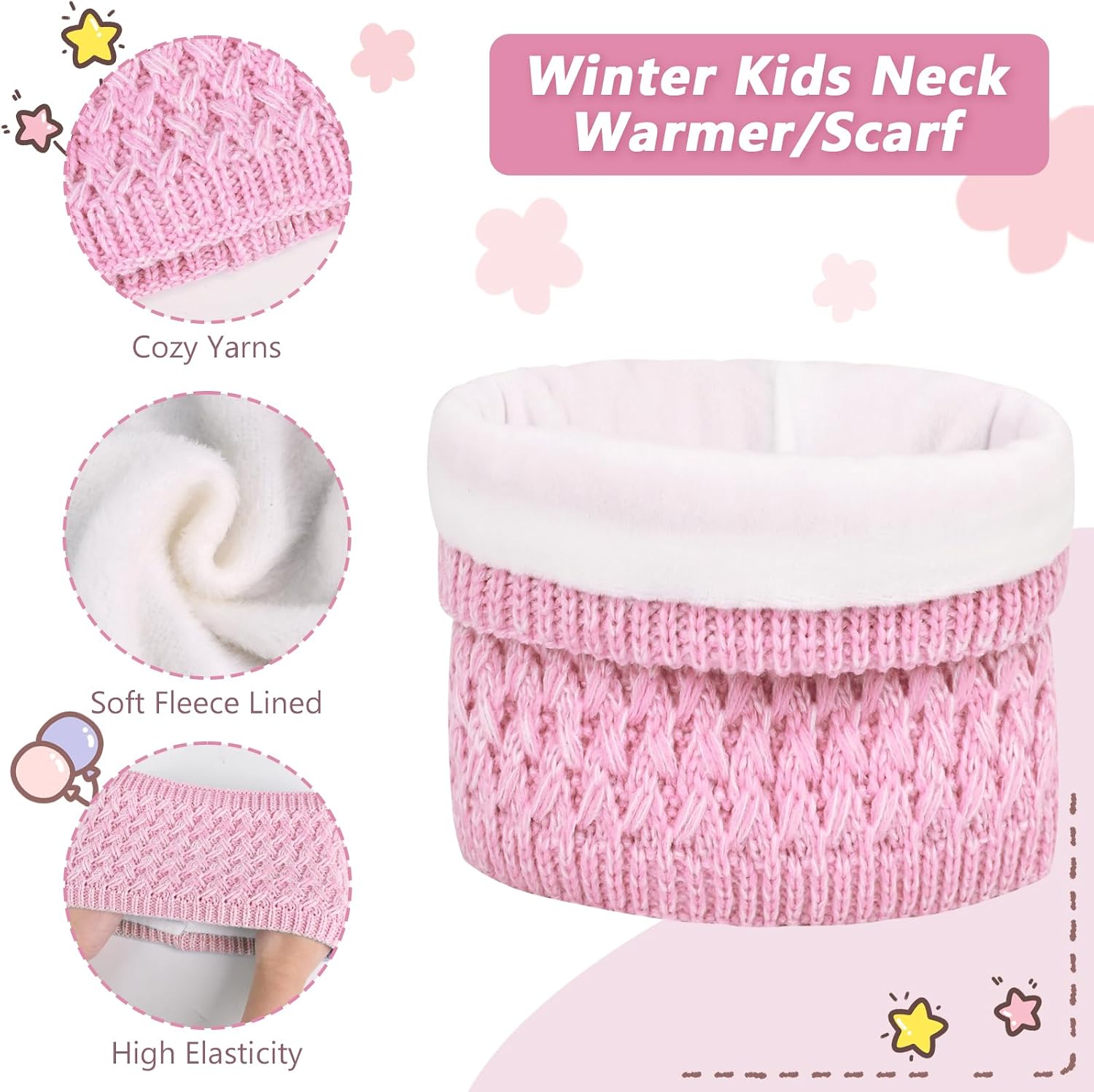 Kids Winter Hat Gloves Scarf Set,Toddler Girls Winter Hat Kids Beanie with Pom Neck Warmer Gaiter Mittens Fleece
