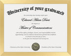 Certificate Frame, 8.5 by 11 Diploma Frames, 1 Pack, Gold | Clear Plexiglass, 8.5x11 Document Degree Frames for