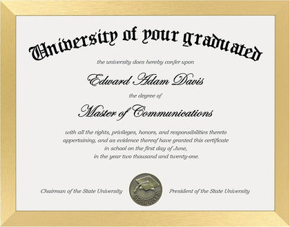 Certificate Frame, 8.5 by 11 Diploma Frames, 1 Pack, Gold | Clear Plexiglass, 8.5x11 Document Degree Frames for