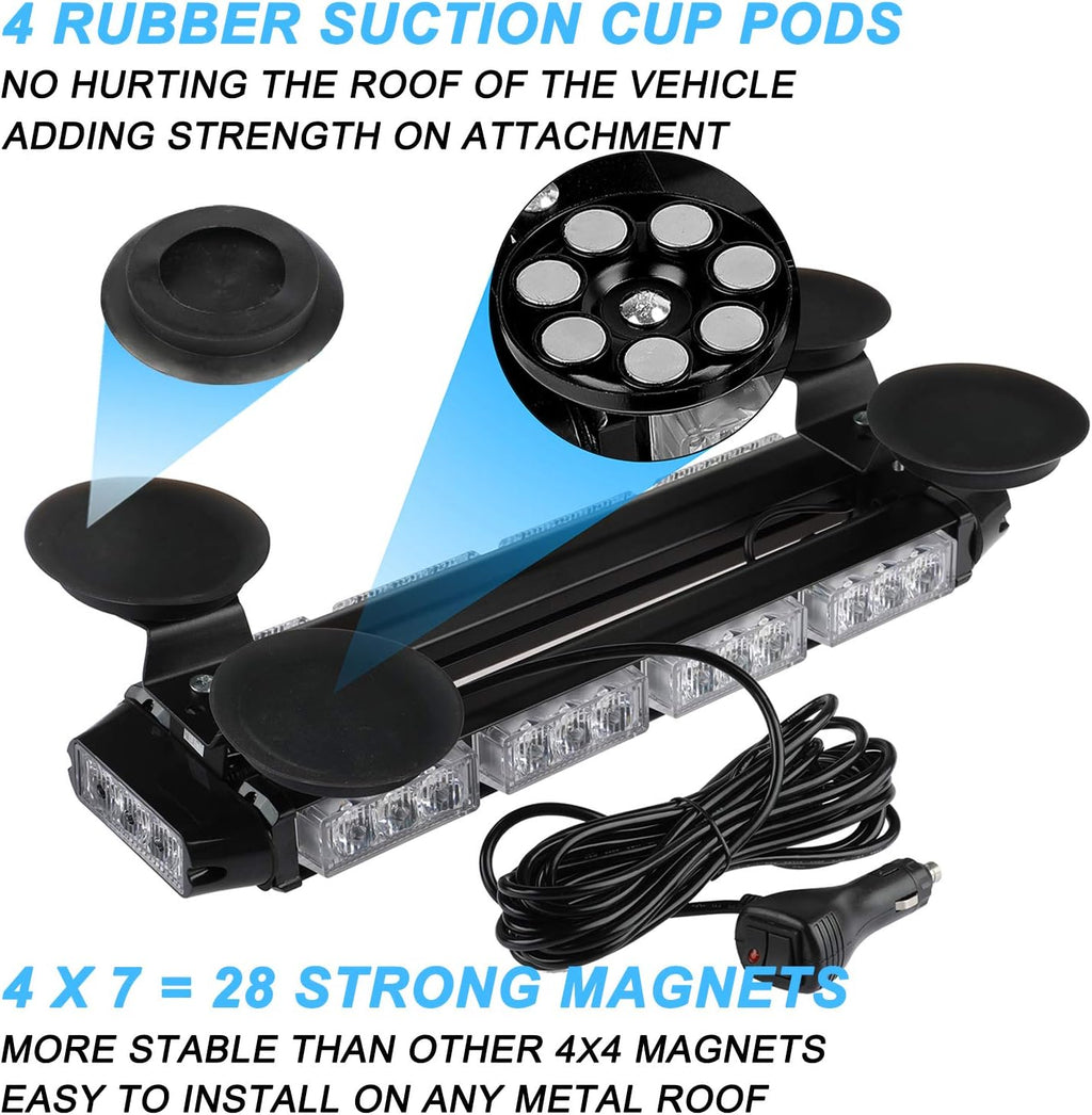 16.8 Inch LED Strobe Flashing Light Bar, 26 Flashing Modes High Intensity Emergency Hazard Warning Beacon Lights with