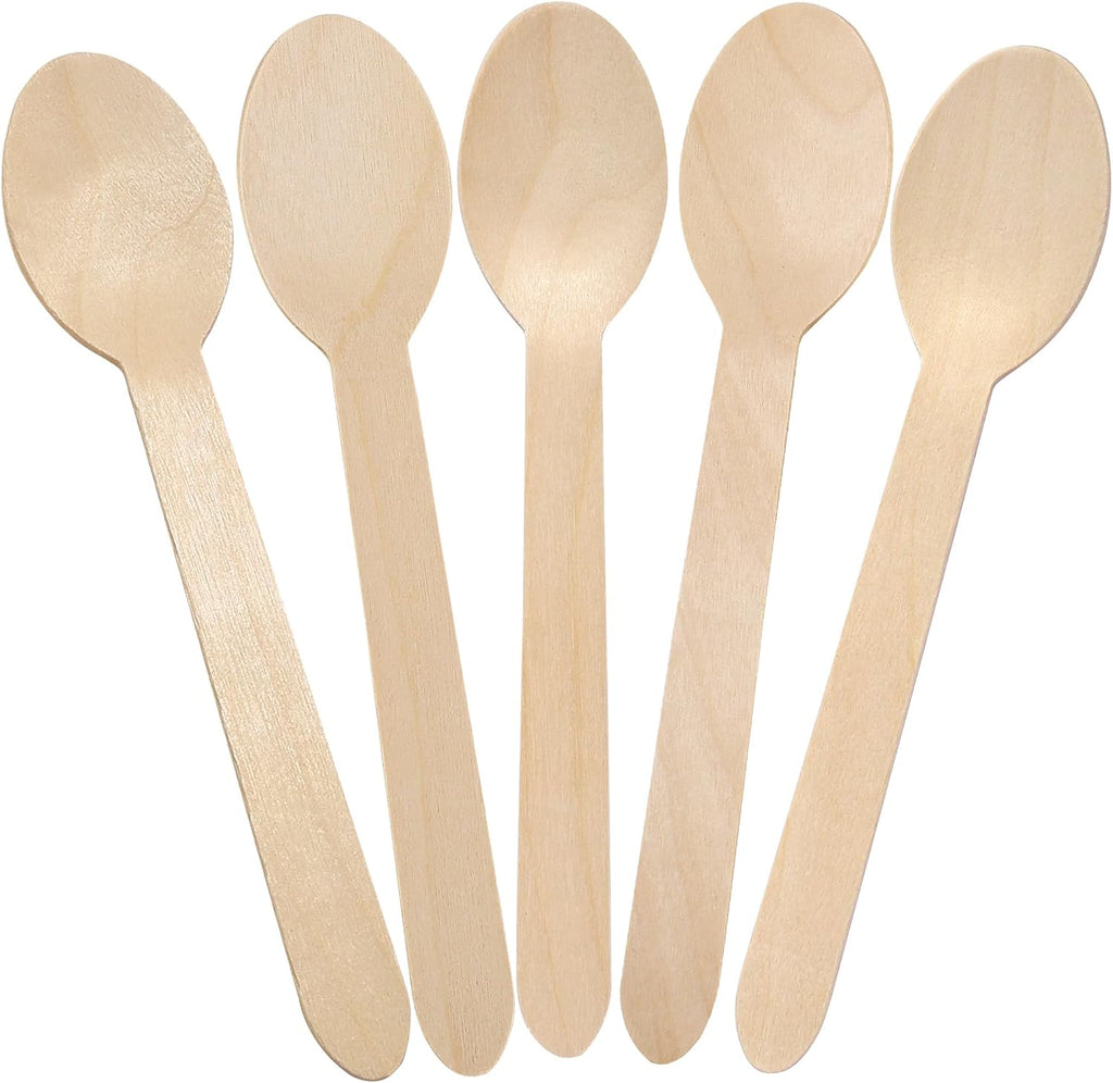 100 Count Disposable Wooden Cutlery Spoons for Parties events
