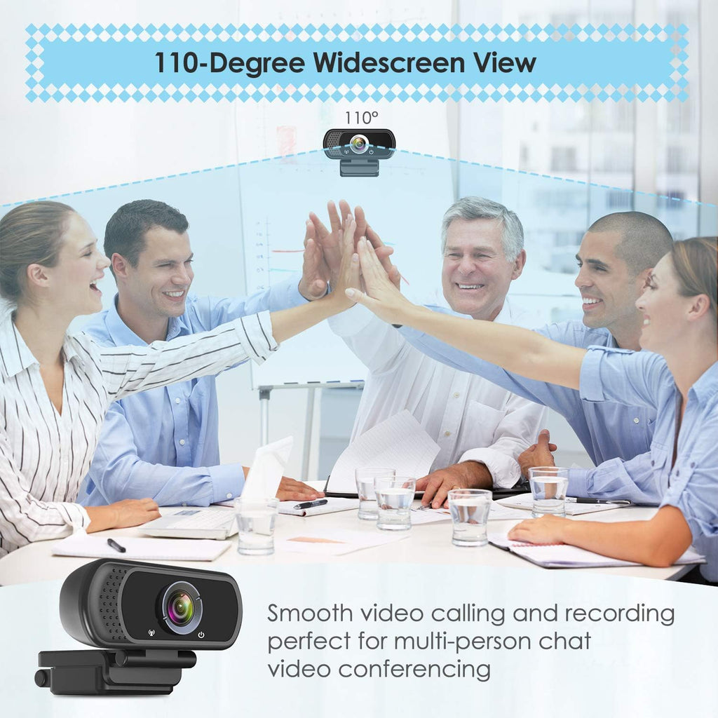 1080P Webcam with Microphone, HD Webcam Web Camera with Tripod Stand, Widescreen USB Computer Camera, Streaming Mic