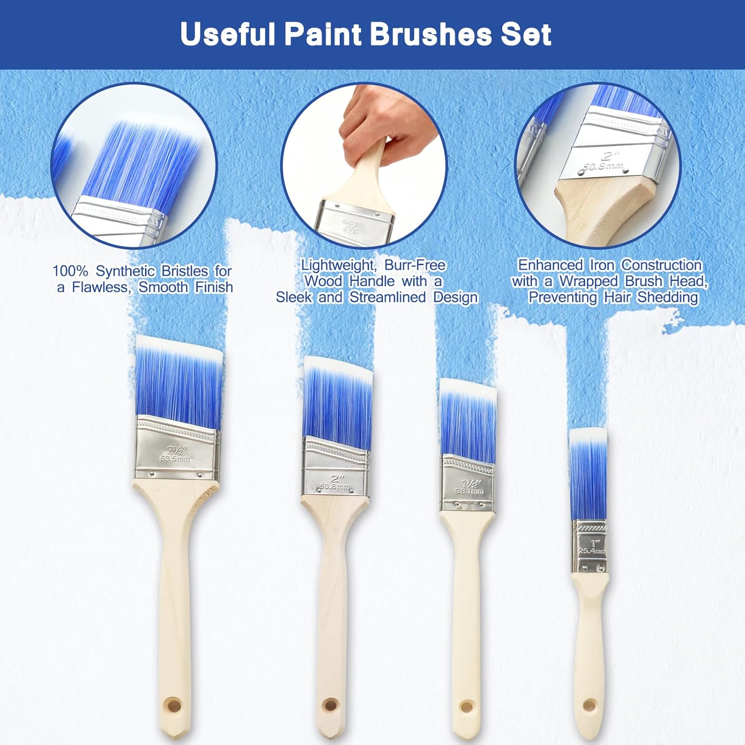 Paint Roller Kit with Extension Pole, 34 Piece Set, 4" and 9" Paint Rollers, 1.63 Ft to 4 Ft Pole, Painting Brushes