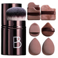 Kabuki Brush Makeup Sponge Set 8 Pcs with Foundation Powder Brush Powder Puff Essential Tools for Flawless Makeup