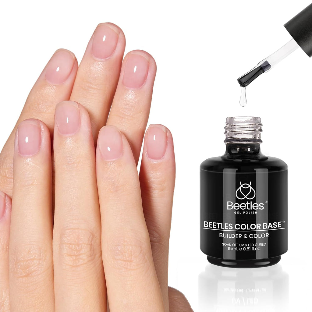 Beetles Rubber Base Gel, 15ml Clear Builder Nail Gel Polish | Clear Rubber Base with Builder Support for