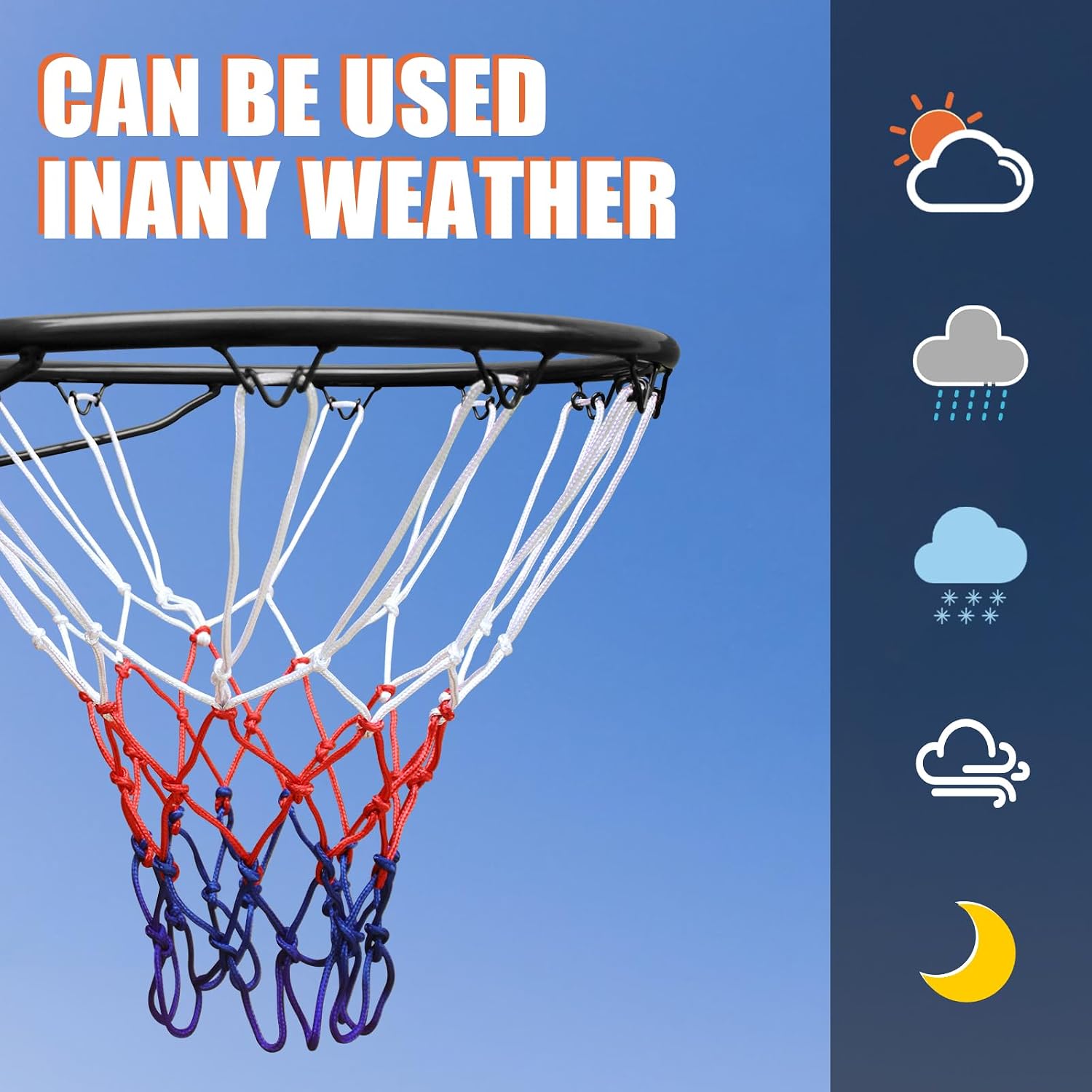 Basketball Rim Goal 18 ", Replacement Basketball Rim Goal Hoop Net for Indoor Outdoor