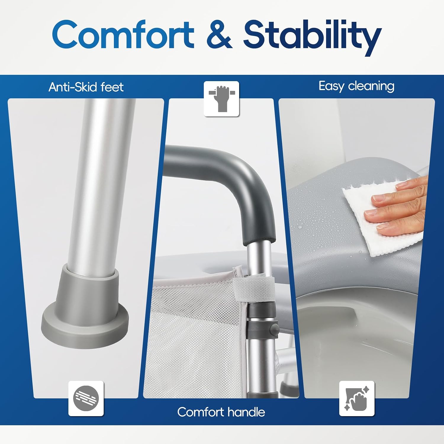 Raised Toilet Seat with Handles, 500lb Handicap Toilet Seat with Handles Over Toilet, Commode Chair with Adjustable