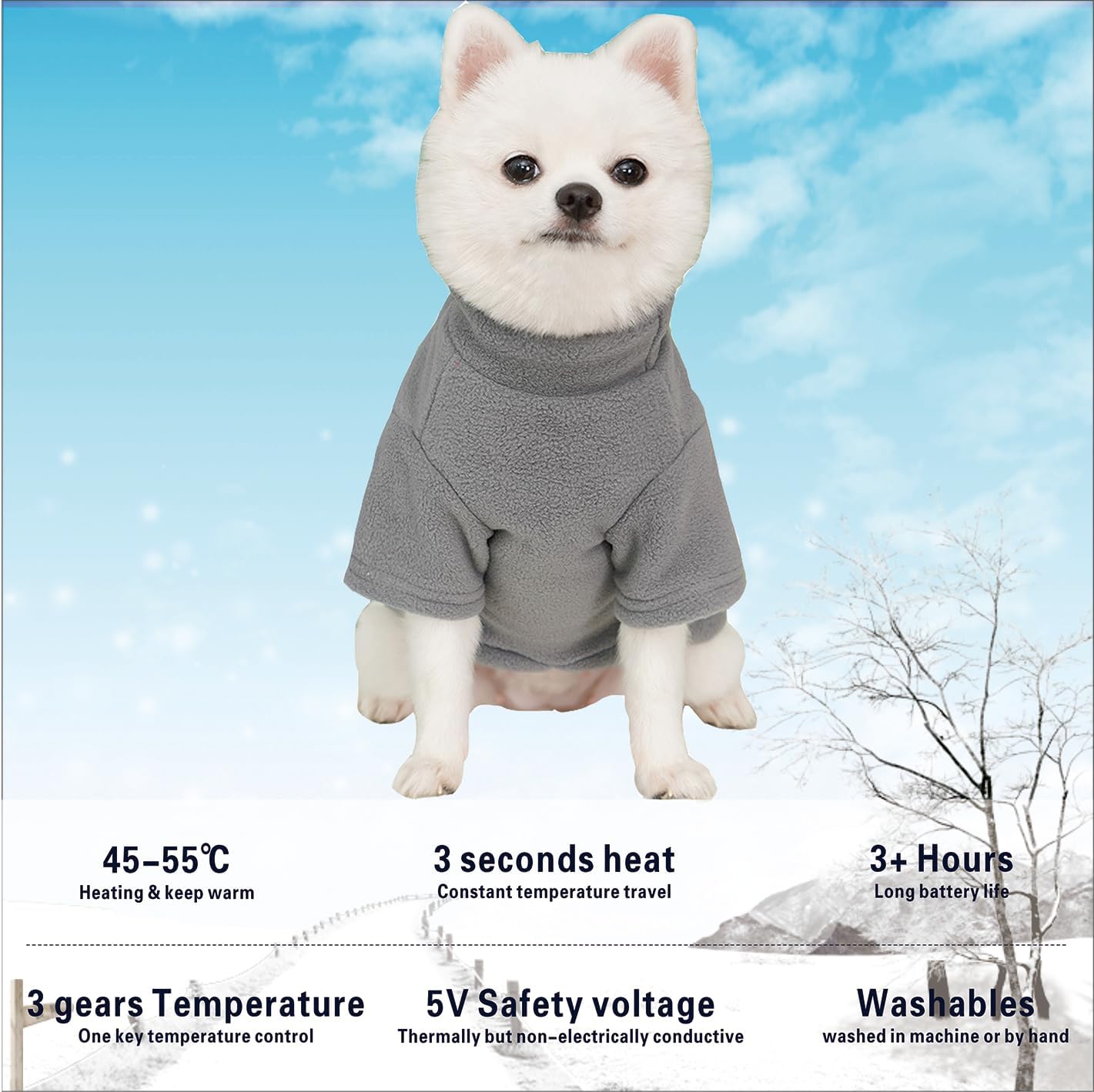 Winter Heated Dog Electric Warm Coat Clothes for Small Medium Large Dogs Outside/Inside Cold Weather Jacket pet Vest