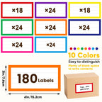 6 x 3 inch Large Moving Labels for Boxes, 180 Pcs 8 Color Coded Moving Stickers, Waterproof Blank Moving Boxes Labels