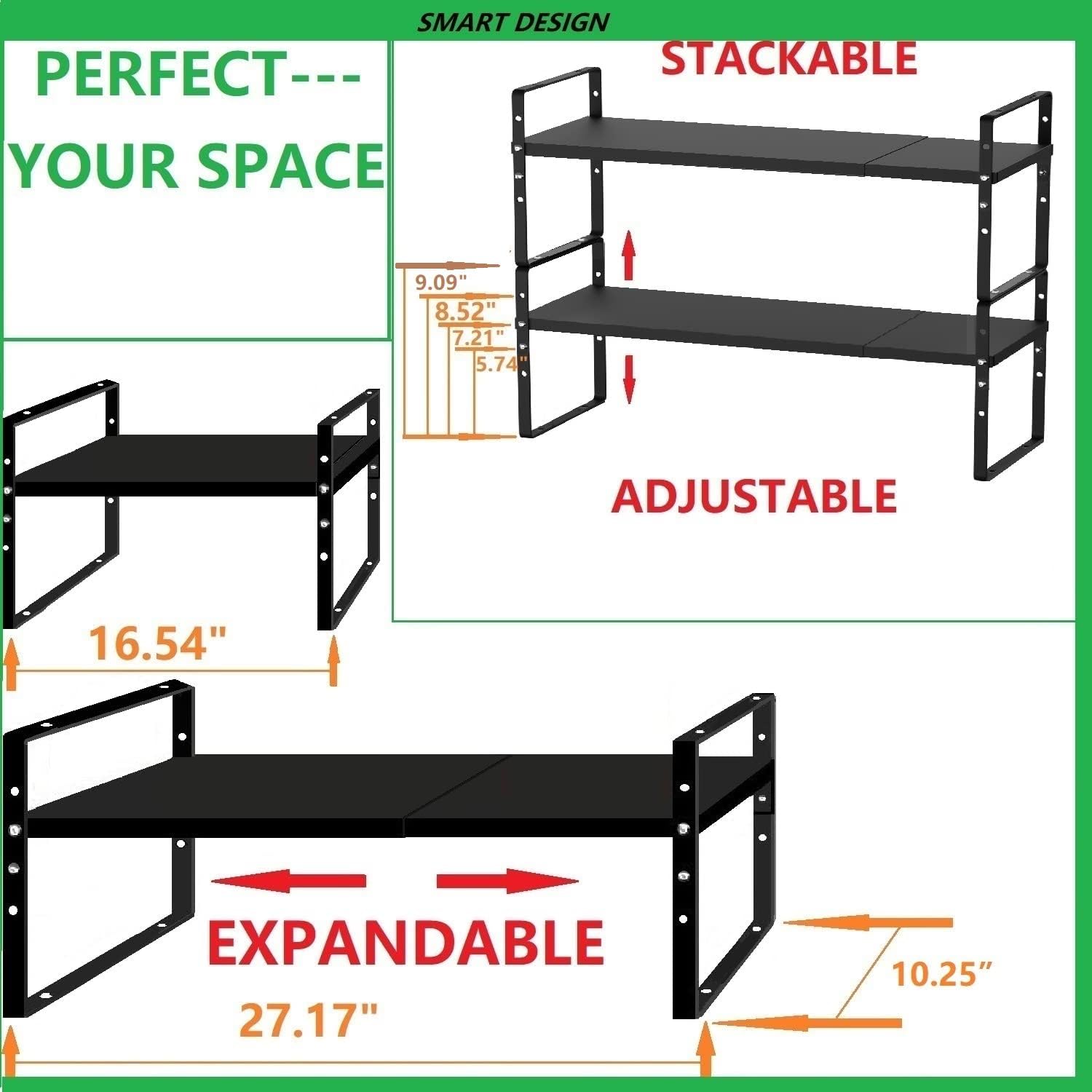 Expandable Stackable Spice Rack Cabinet Shelf Organizer in Cabinets Shelves Kitchen Cupboard Organization Stack up