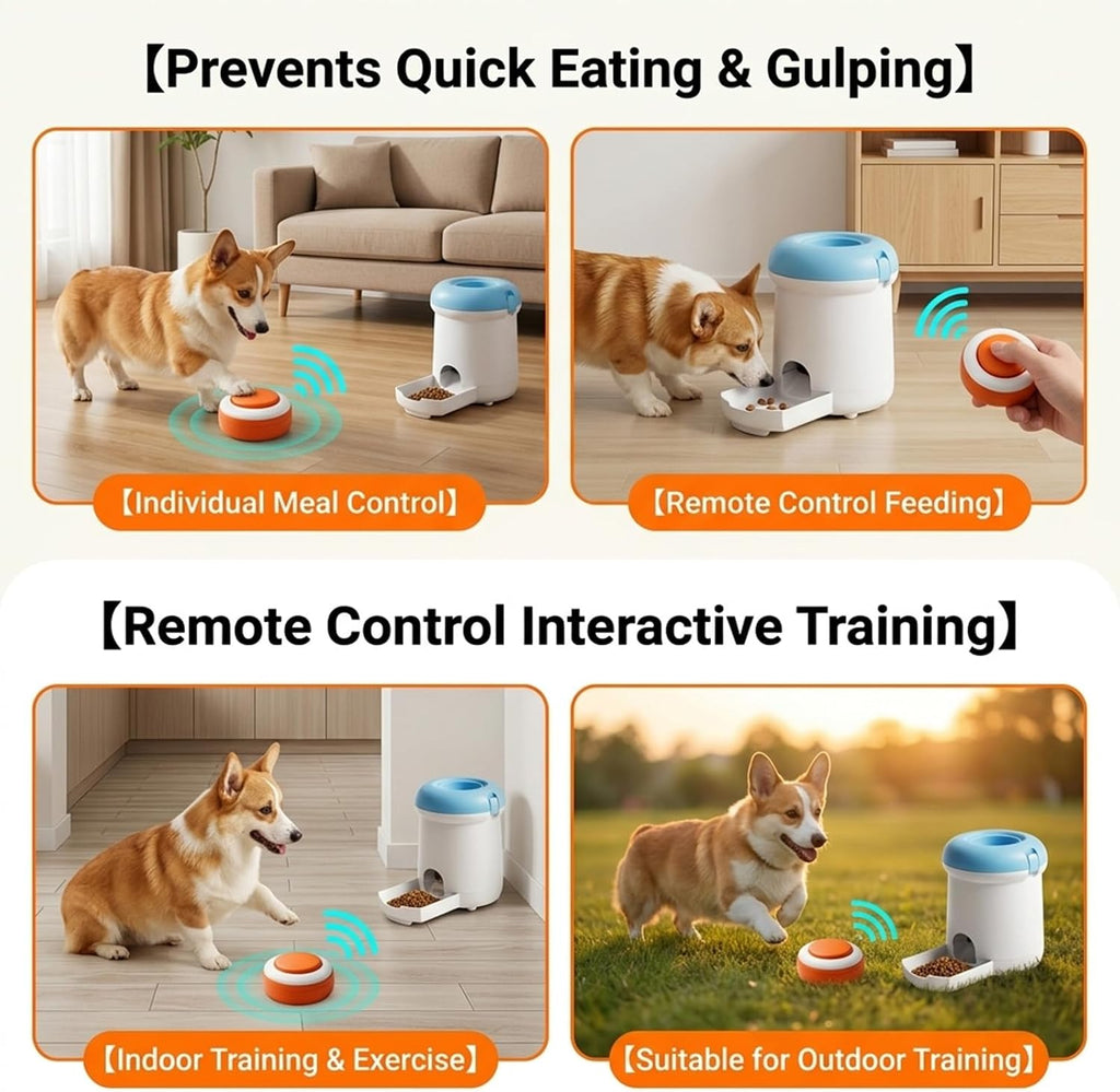 Automatic Dog Treat Dispenser, Button-Activated Interactive Dog Toy