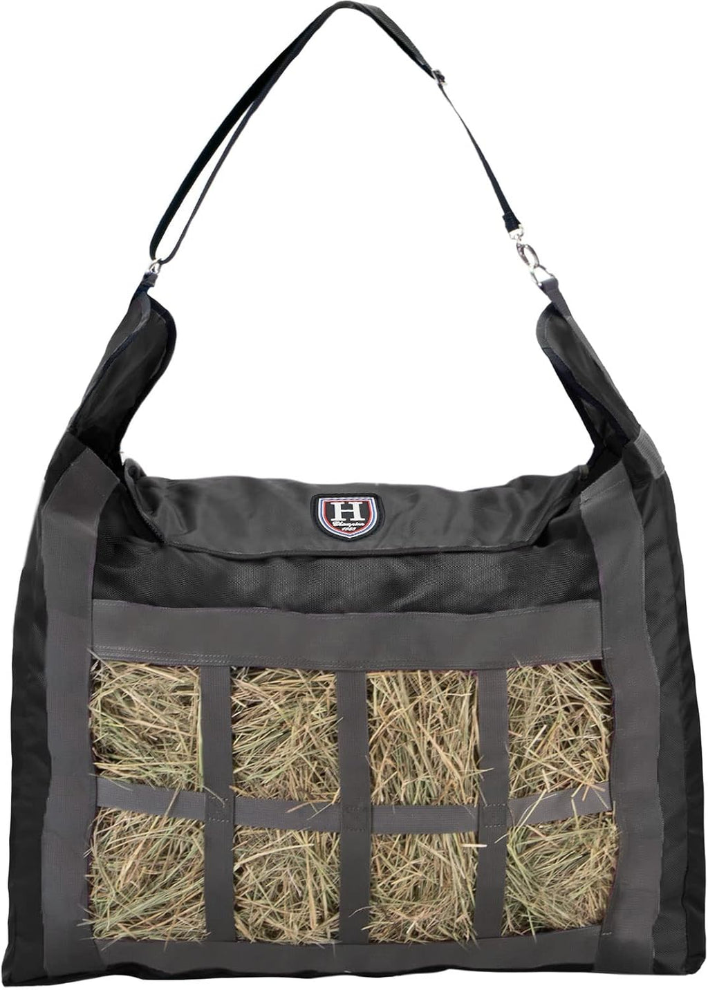 Premium Durable Slow Feed Horse Hay Bags Oxford Cloth Heavy Duty Large Capacity Horse Feeding Bag-Black