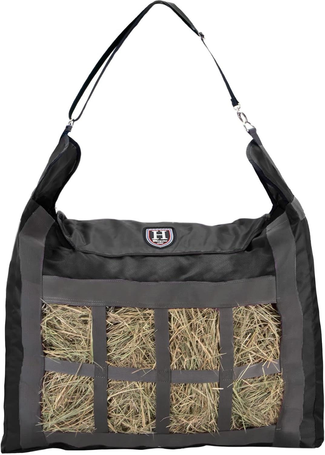 Premium Durable Slow Feed Horse Hay Bags Oxford Cloth Heavy Duty Large Capacity Horse Feeding Bag-Black