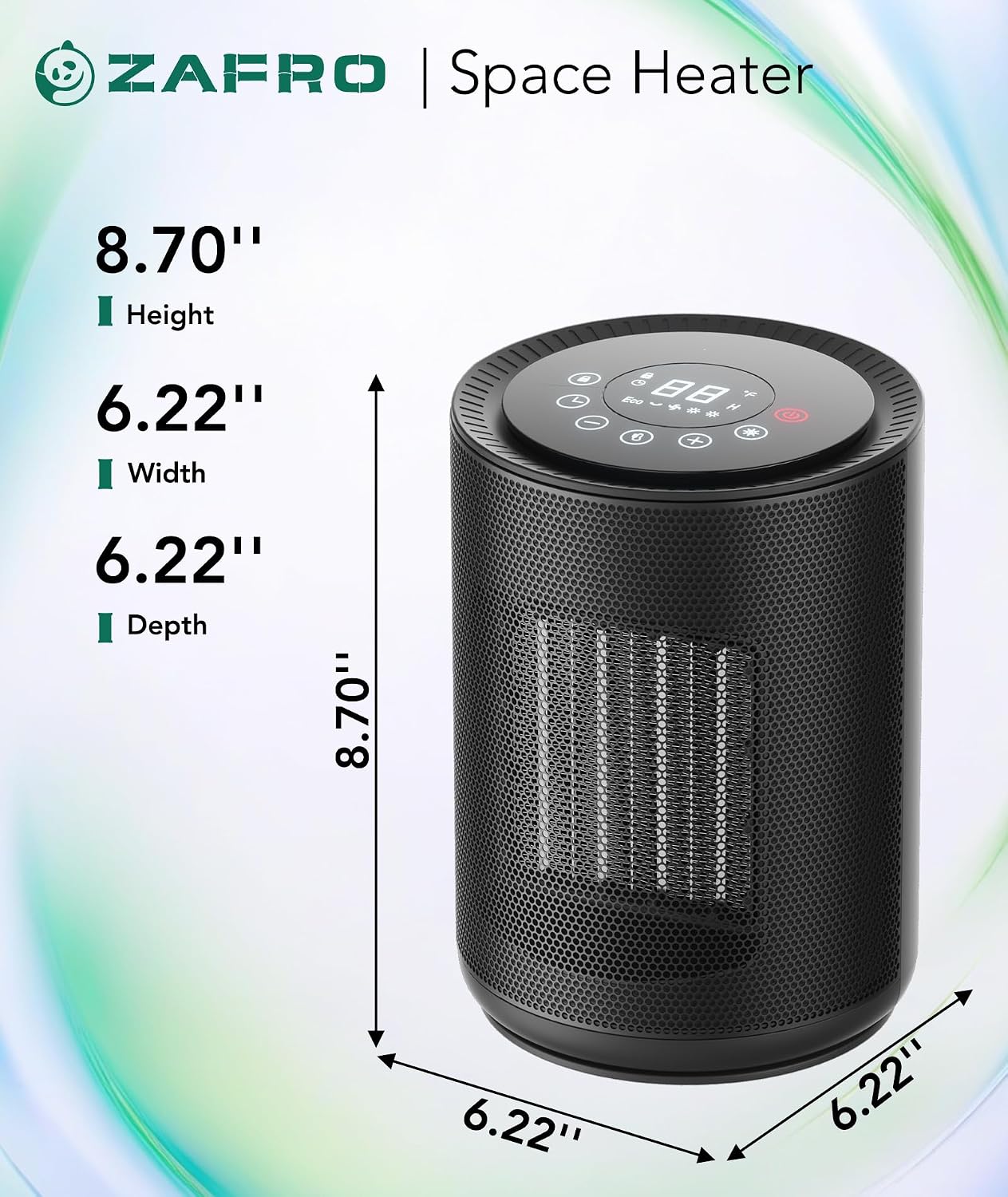 1500W Space Heater with Remote, 24H Timer & Digital Thermostat | PTC Ceramic Fast Heat, 5 Heating Modes & Overheat