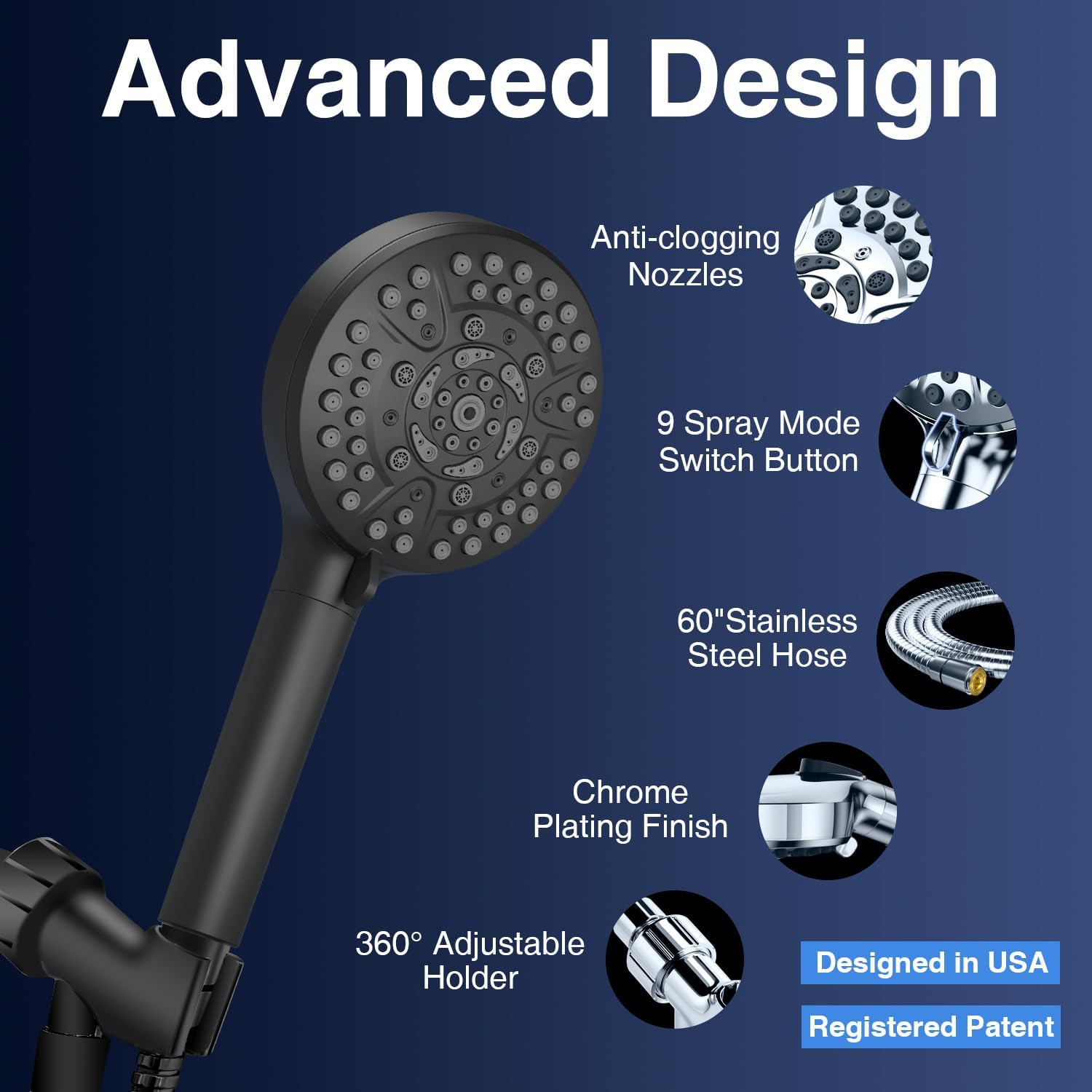 Filtered Shower Head with Handheld, High Pressure 10-Mode with Filters, Built-in Power Wash, soften hard water Remove
