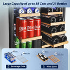 24" Dual Zone Wine and Beverage Refrigerator Quiet Black