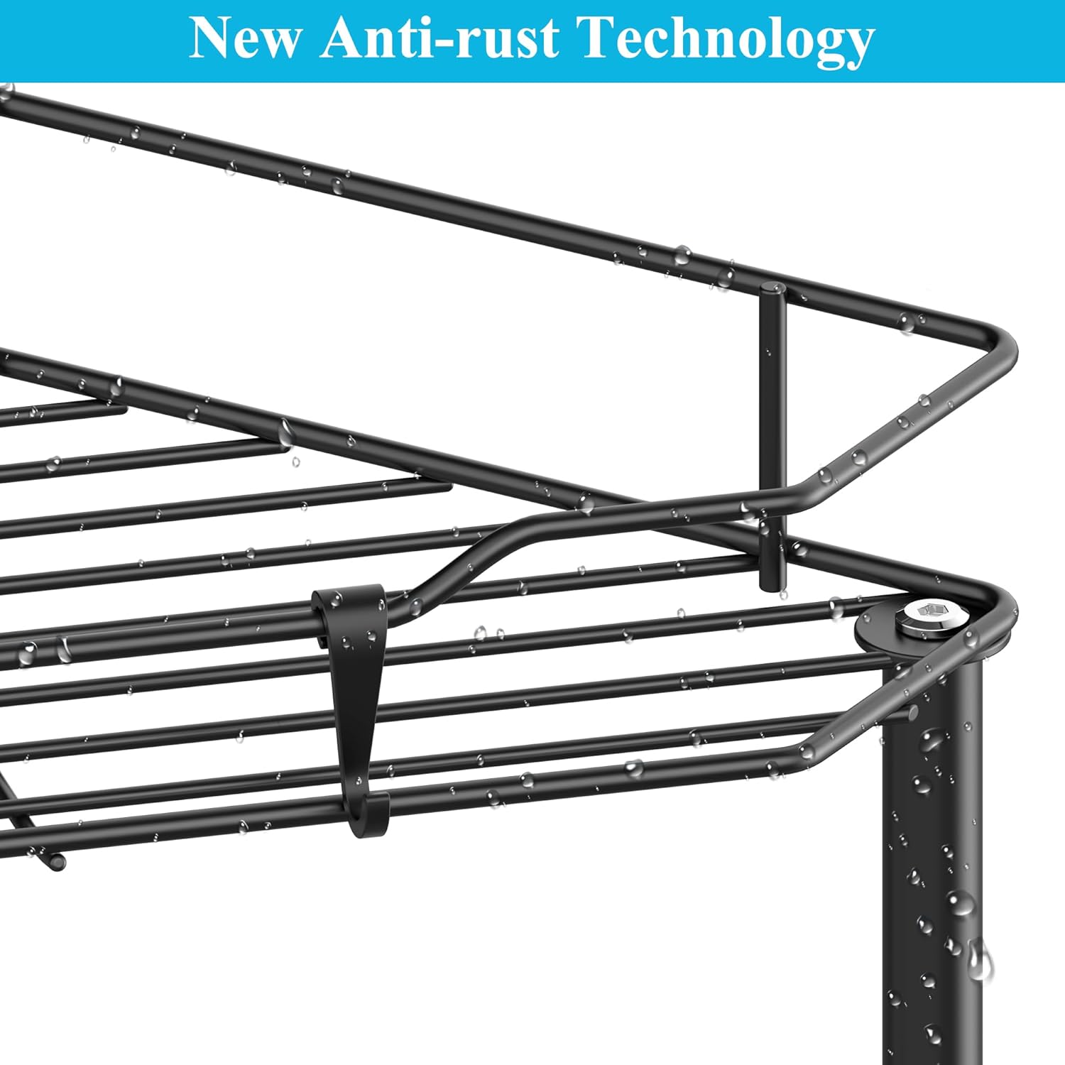 4 Tier Floor Standing Corner Shower Caddy Organizer Shelf with Hooks, Bathroom Shelves Stand Rack, Black | Adhesive