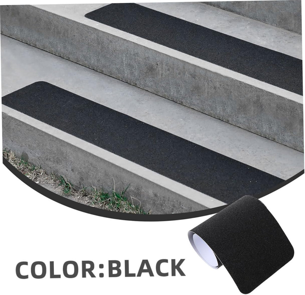 Black PVC Frosted Anti Slip Tape 2pcs for Tile Floors
