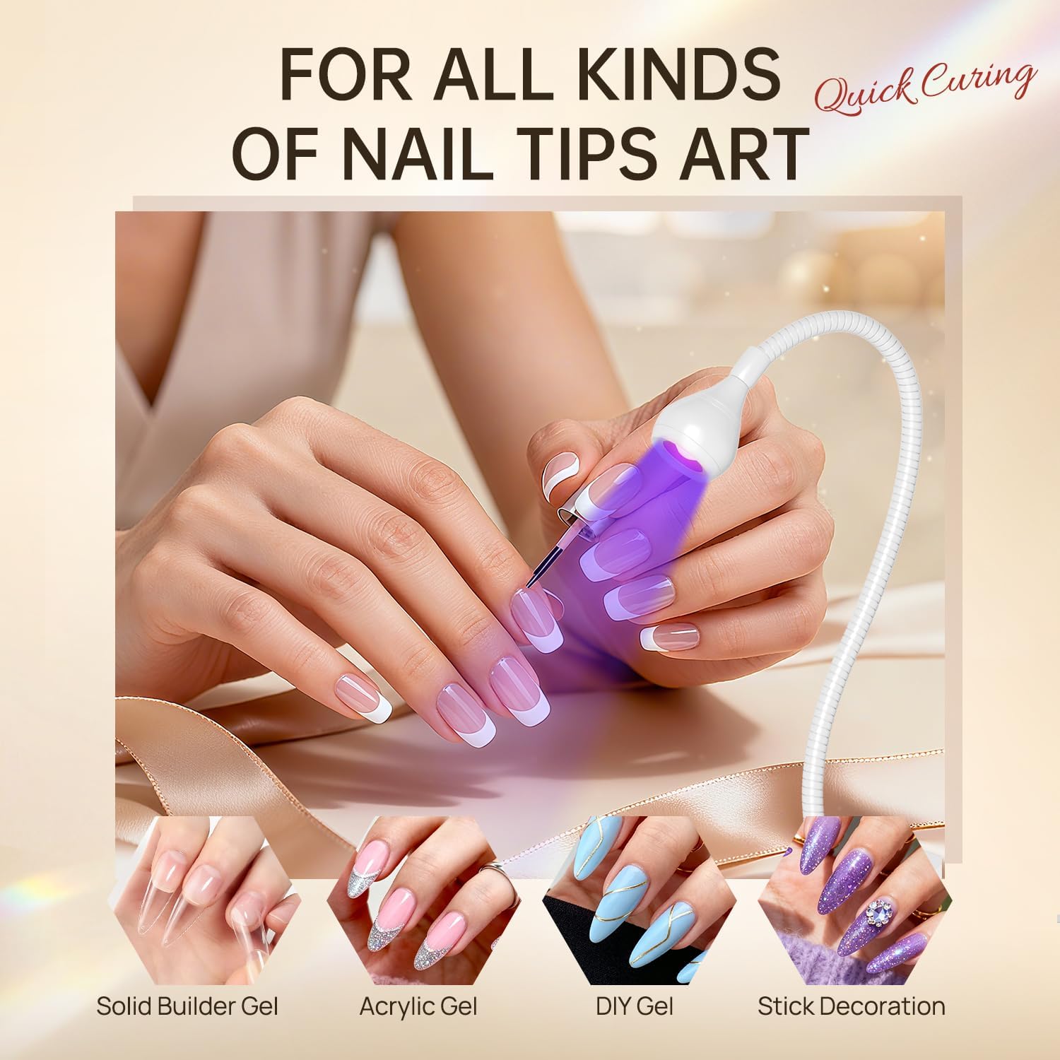 LED Nail Lamps Flexible Gooseneck Lamp Gel Polish Curing Light White | Quicky Dry Nail Manicure Dryer Plug Play