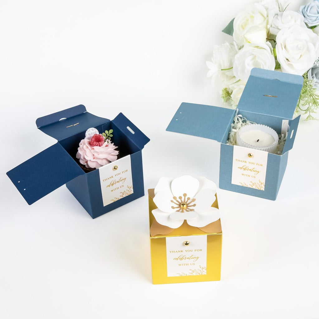 20 PCS Favor Boxes, Dusty Blue, 3.55x3.55x3.55