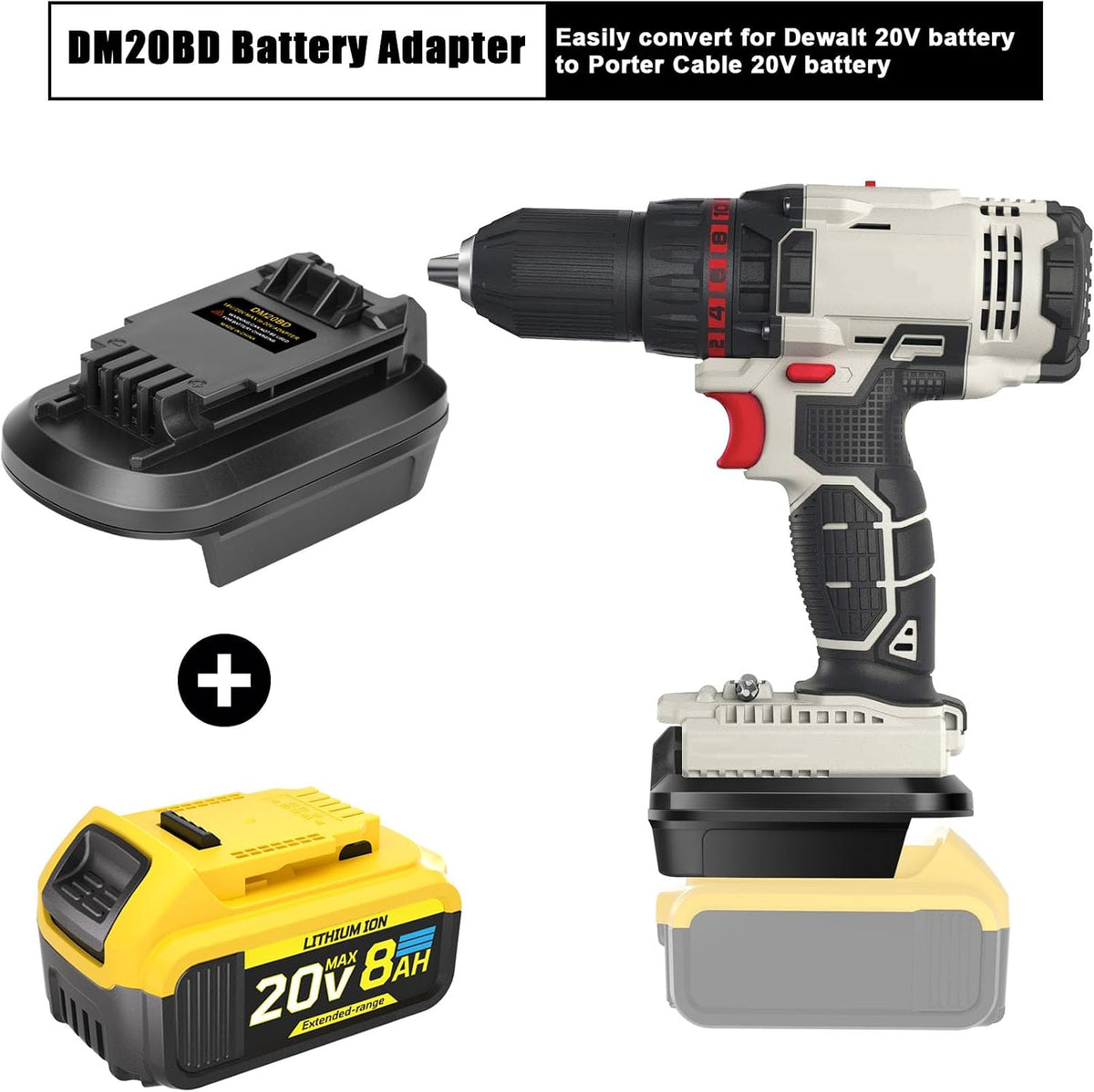 Battery Adapter for Porter Cable 20V Cordless Tools (1 Adapter Only)