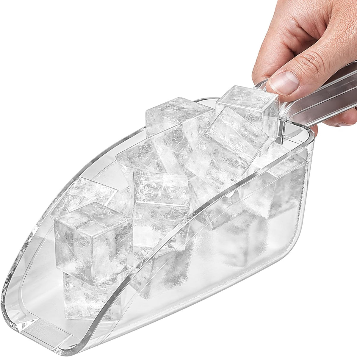 Ice Scoop for Freezer, 12 oz Clear Plastic Ice Scooper | NSF Certified Foodservice Utility Scoop | Beveled Edge