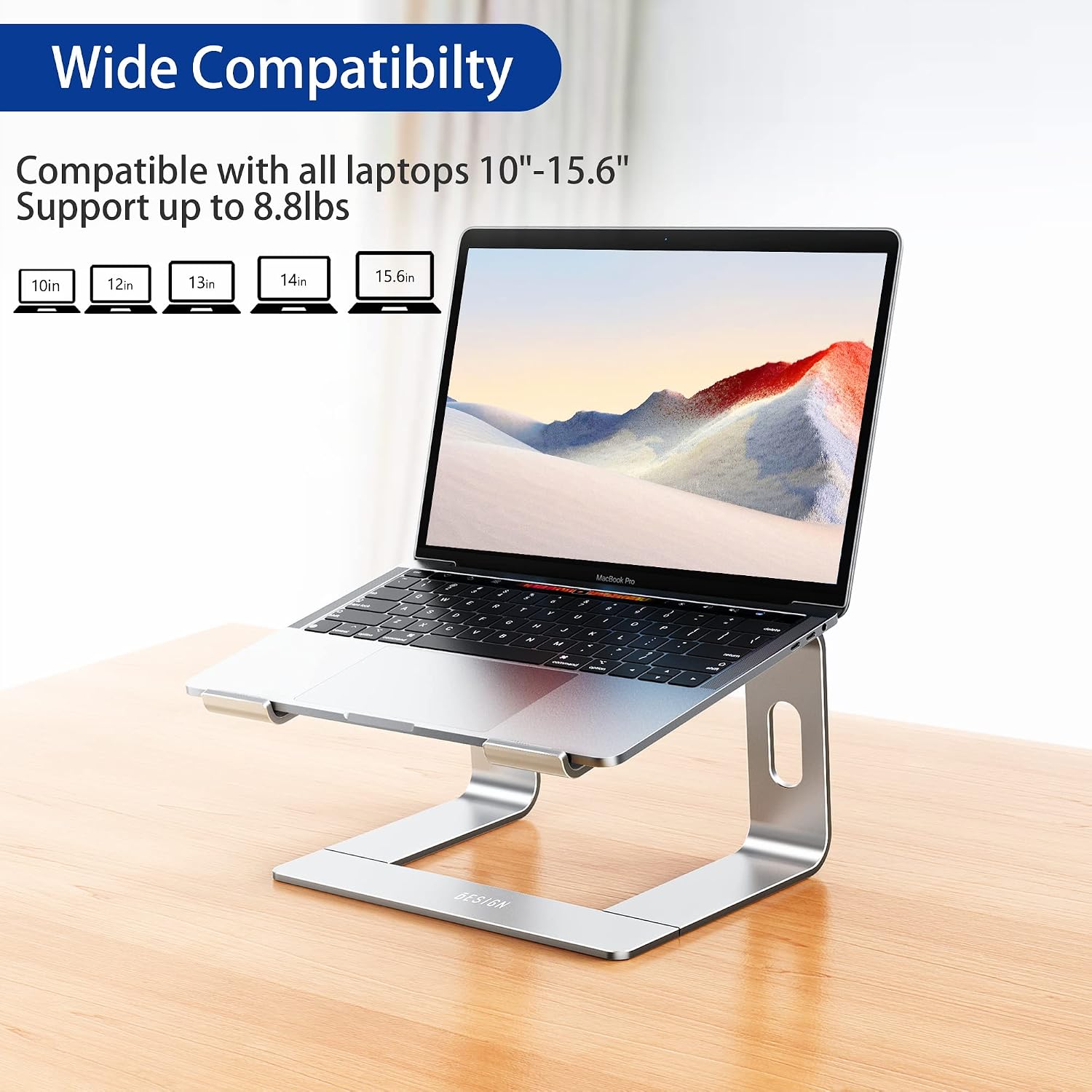 LS03 Aluminum Laptop Stand, Ergonomic Detachable Computer Stand, Notebook Riser, Laptop Mount Compatible with Air