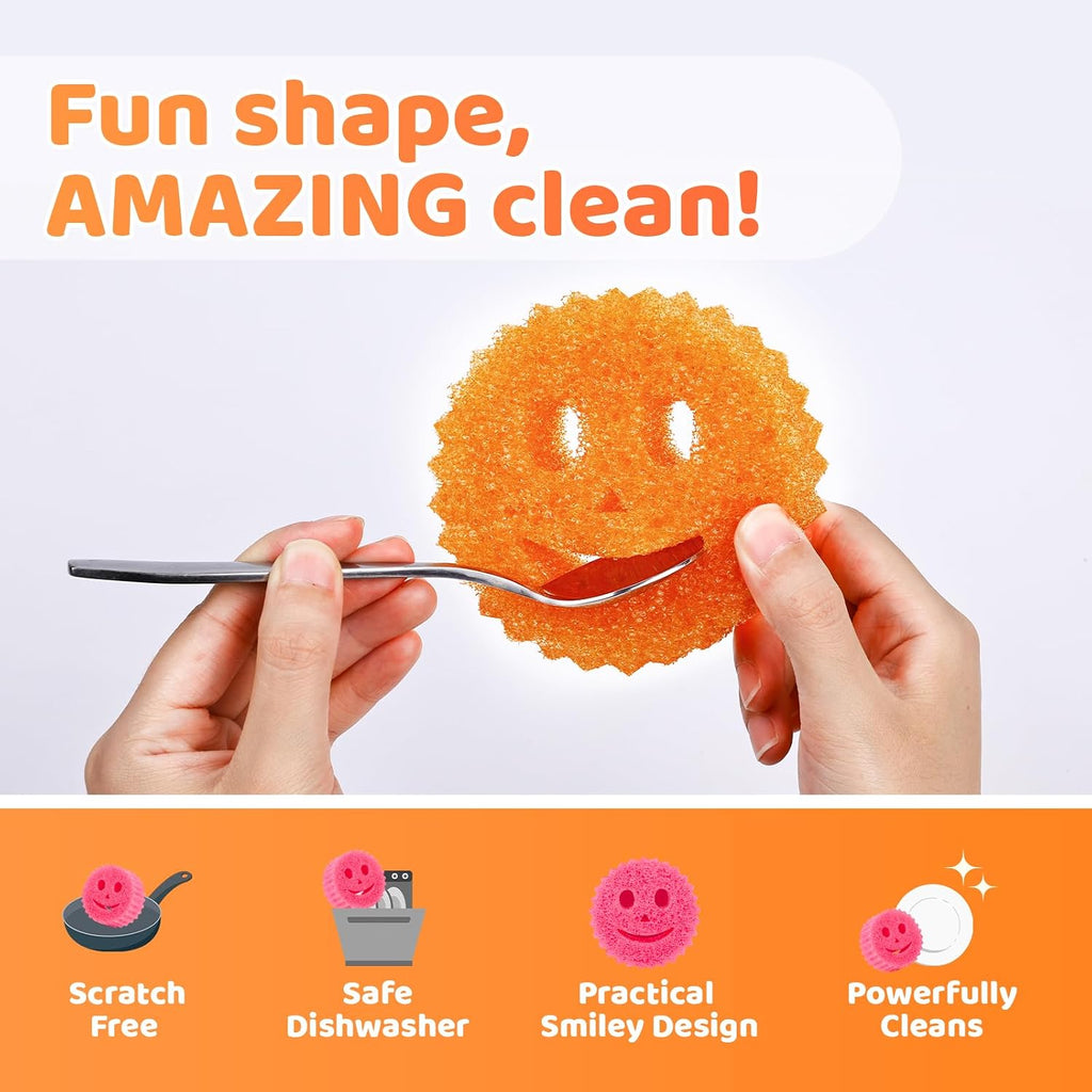 8 Pack Colorful Smile Scrub Sponges, Temperature Controlled
