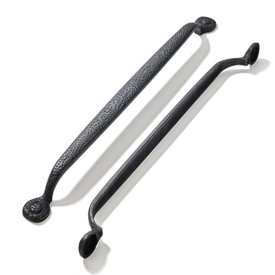 5 Pack 12 Inch (305mm) Hole Center Rustic Black Iron Cabinet Pulls,Antique Black Hammered Kitchen Cabinet Hardware