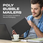 Jet Black Bubble Mailers 10x13, Self Seal Poly Padded Envelopes, 100 Pack