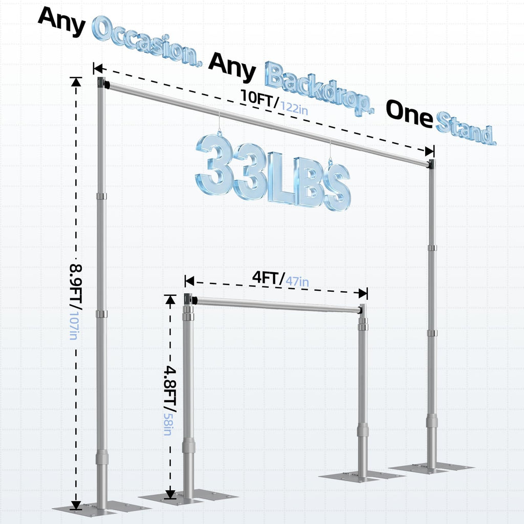 Upgrade Pipe and Drape Backdrop Stand 8.9x10FT Adjustable Photo Stand
