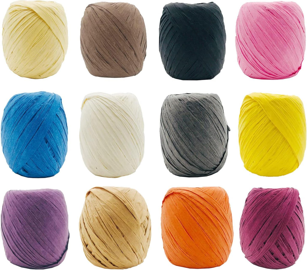12 Rolls Raffia Paper Ribbon, 787 Feet Raffia Twine String