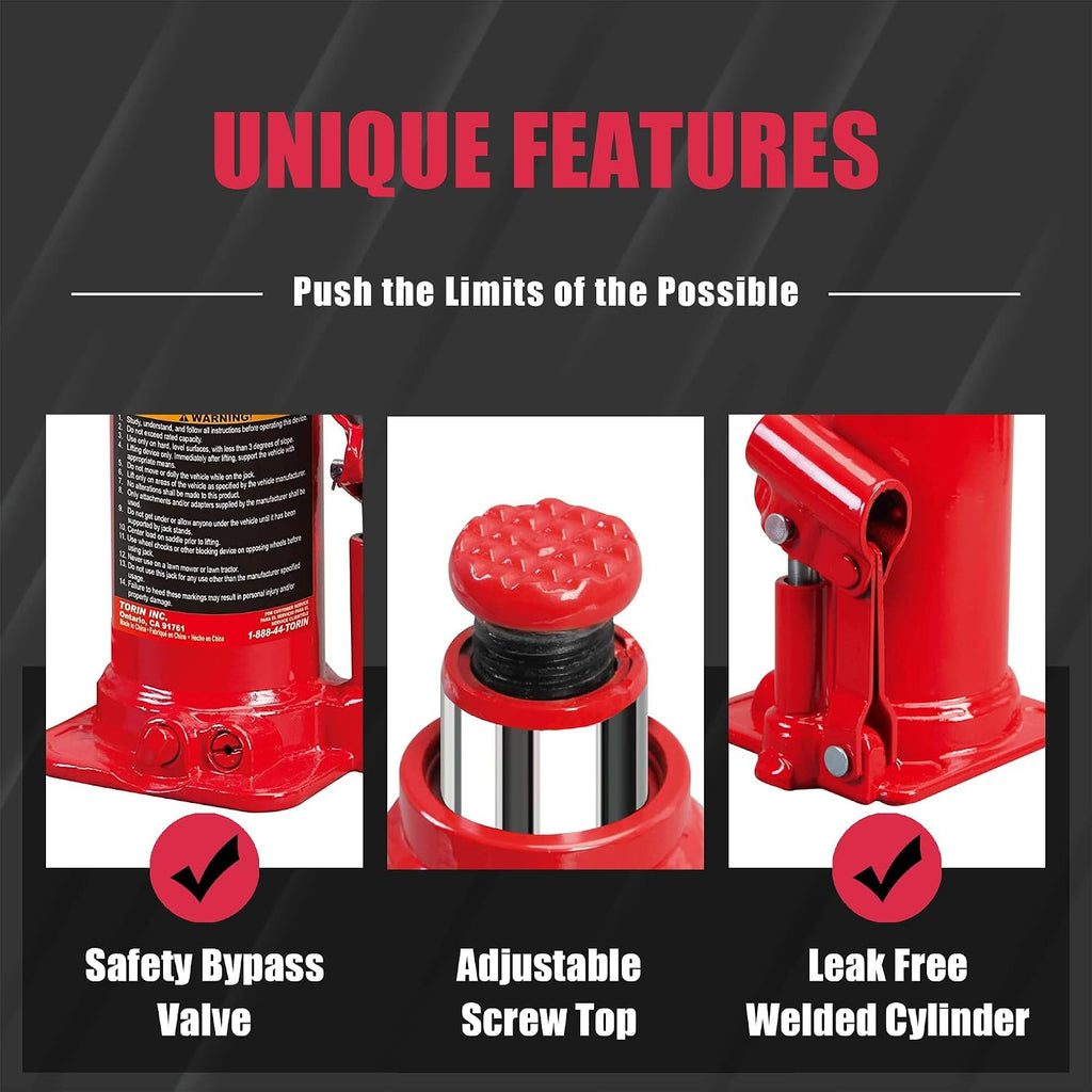 20 Ton (40,000 LBs) Torin Welded Hydraulic Car Bottle Jack for Auto Repair and House Lift, Red, TAM92003B