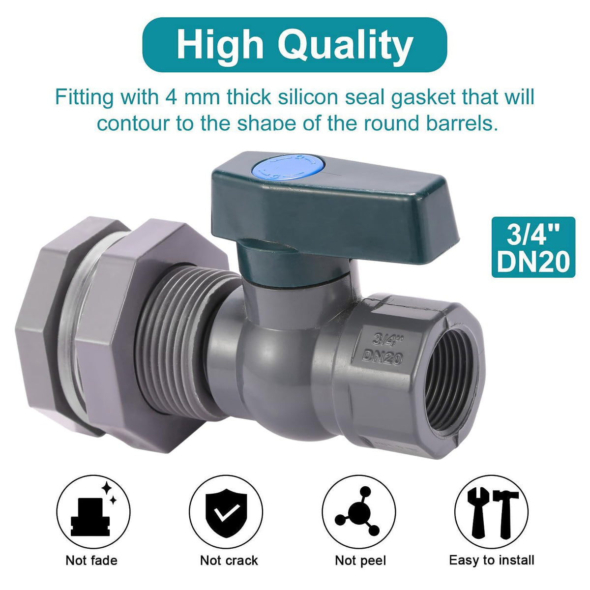 BILAL 3/4 Inch Rain Barrel Spigot Kit with Bulkhead Fitting