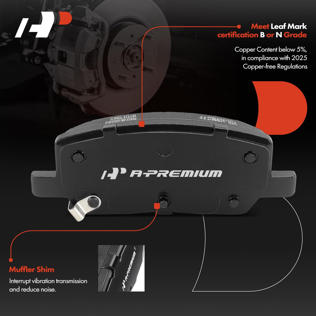 A-Premium Rear Ceramic Brake Pads Compatible with Tesla