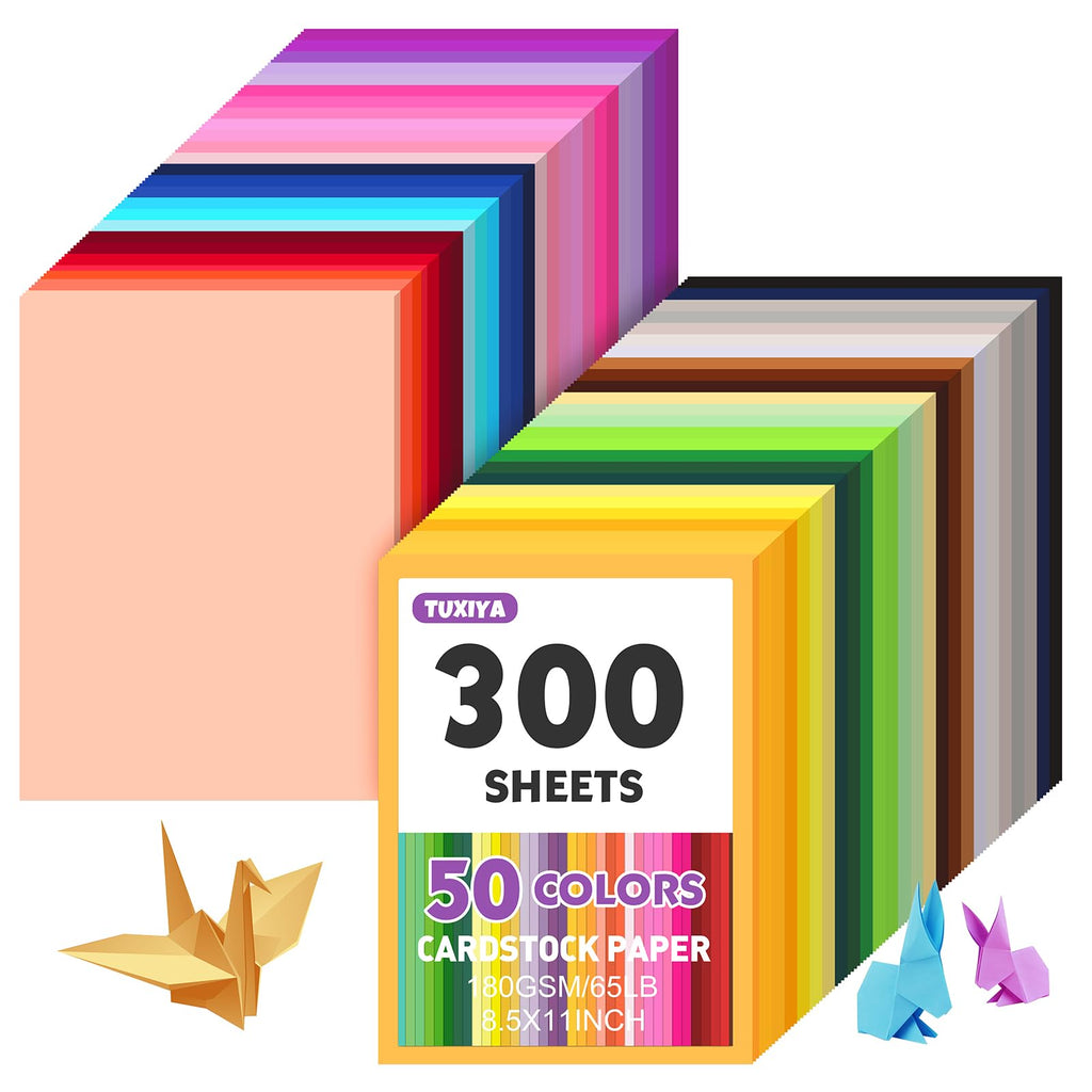 300 Sheets 8.5" X 11" Colored Cardstock, 50 Colors Card Stock