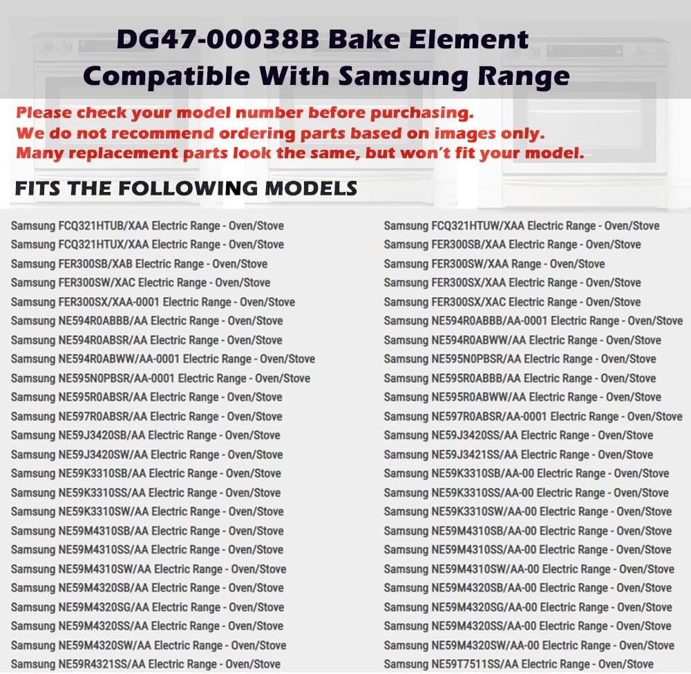 DG47-00038B Oven Bake Element, Compatible With Samsung Range/Stove/Oven